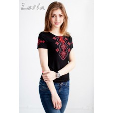 Embroidered t-shirt "Wave - Red on Black" maxi embroidery